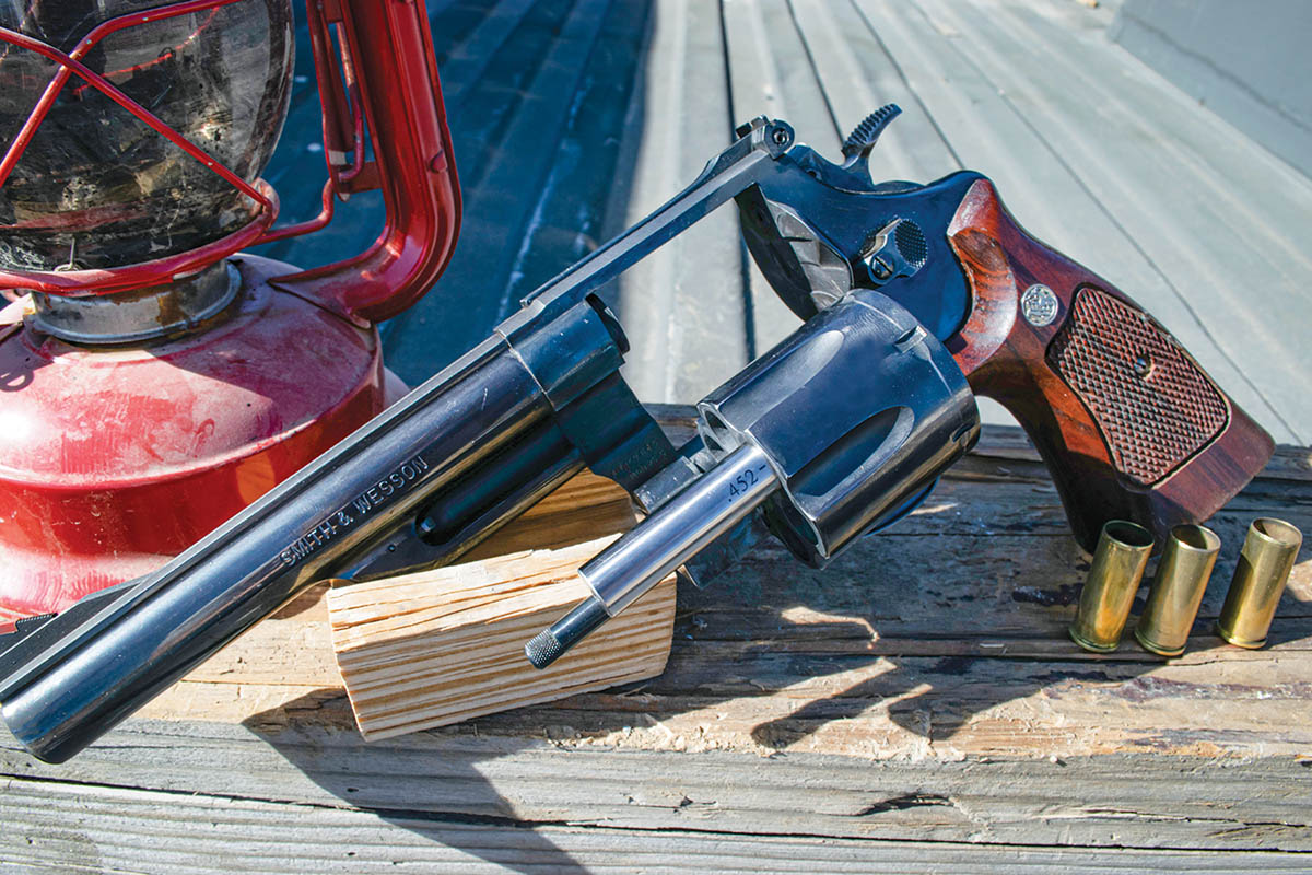 This Smith & Wesson Model 25-5 has rare tight throats measuring out  between .252 and .253 inch depending on the exact cylinder throat being measured. Most Model 25-5s, in particular the early production models, tended to have oversized cylinder throats.